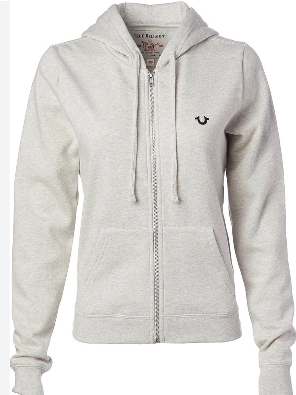 True Religion  Grey Women's Tr Long Sleeve Zip Up Hoodie slim fit sz medium